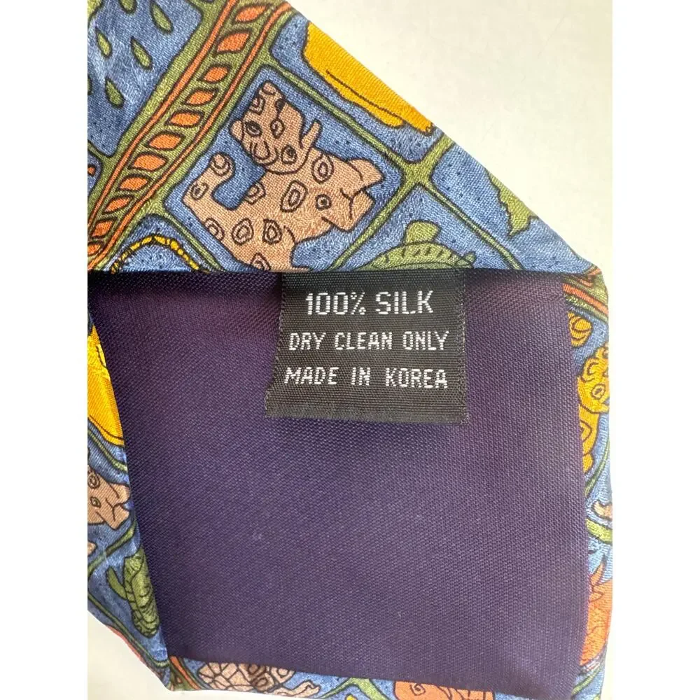 Vintage Noahs Ark Novelty Silk Tie Mens Church Easter 90s Colorful Eagles Wings
